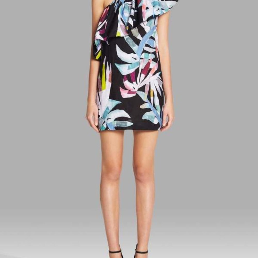 Mara Hoffman One Shoulder Floral Linen Dress 0